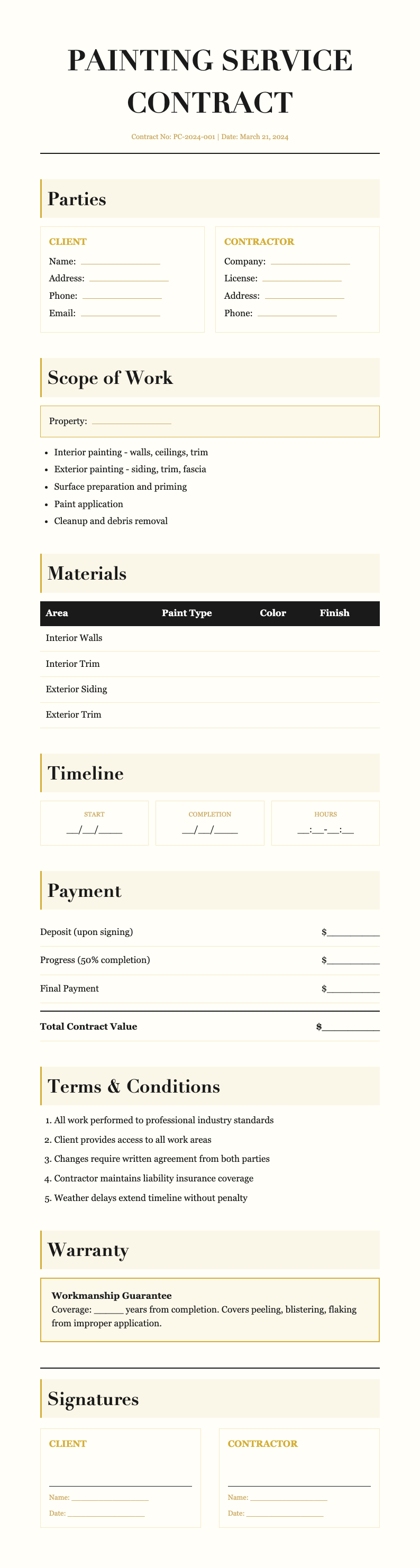 Luxury premium painting contract